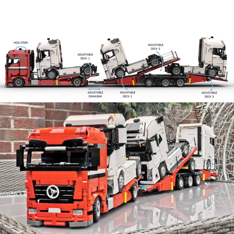 MOC Customed Set 1821Pcs Technical Actros MP3 Truck 42098 Cars Transporter Model Building Blocks DIY Bricks Toys Children Gifts