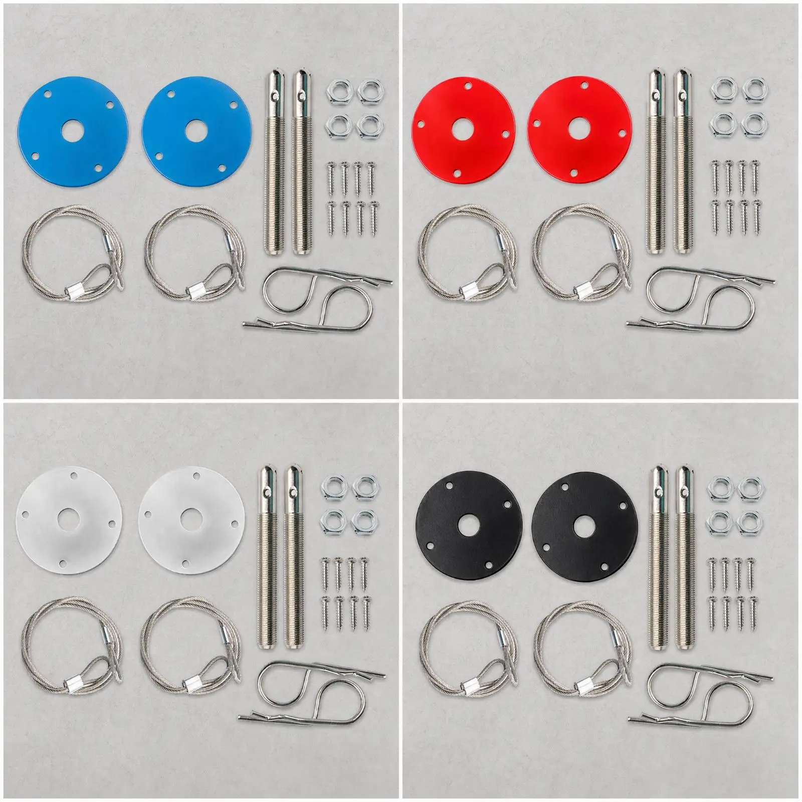 Universal Car Hood Lock Assembly Cable Operated Steel Aluminum Alloy 2 Piece Kit for Custom Vehicle Builds