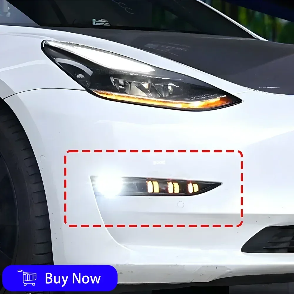 For Tesla Model 3 Model Y 2019-2023 Plug and Play Car DRL Assembly Upgrade Led Dynamic Steering Daytime Light Accessories