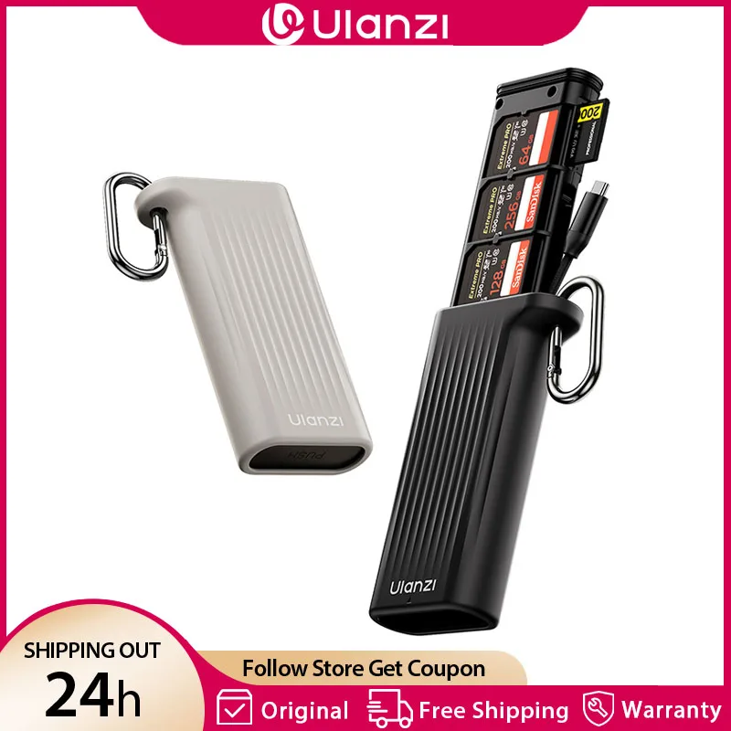 

Ulanzi CR2 All in one Card Case 5Gbps USB 3.1 Card Reader Dual Slot Support TF/SD/SIM/USB-C/Type-c Port for Laptop Smartphone