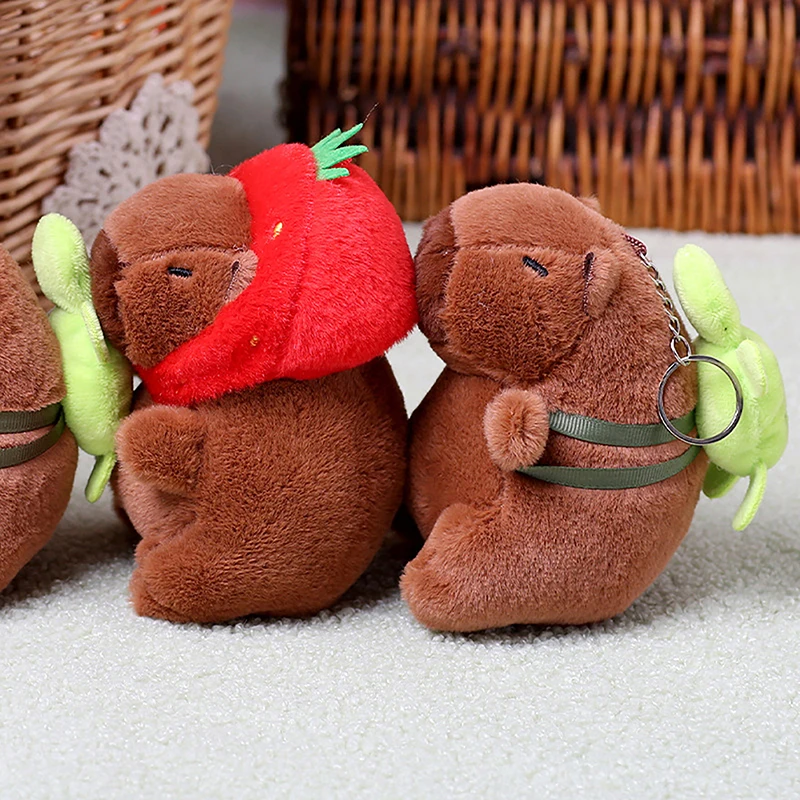 Creative Cute Capybara Plush Keychain Soft Stuffed Animal Doll Keyring Car Charms Backpack Pendant Decoration Accessories Gifts