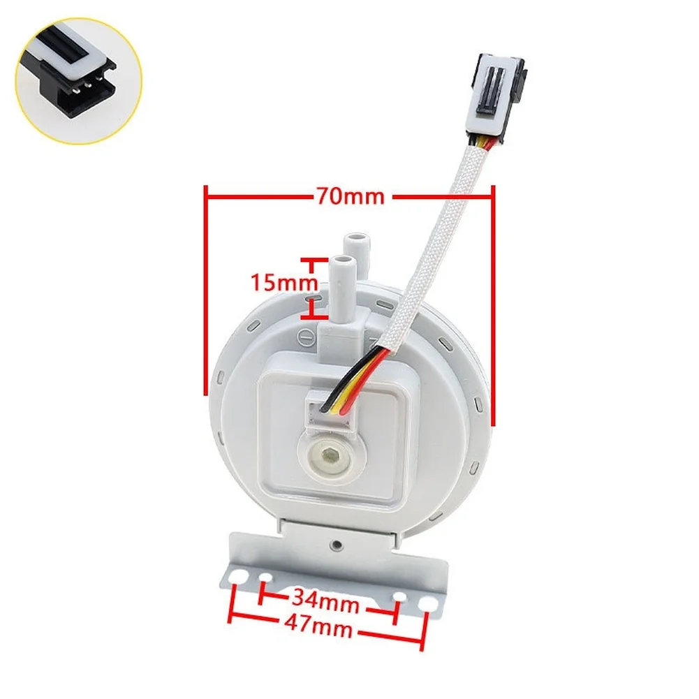 Gas Water Heater Air Pressure Switch Sensor C62-F007 0-200Pa White 70mm Precise Detection Error Code For E5 Fix For Durable Rust