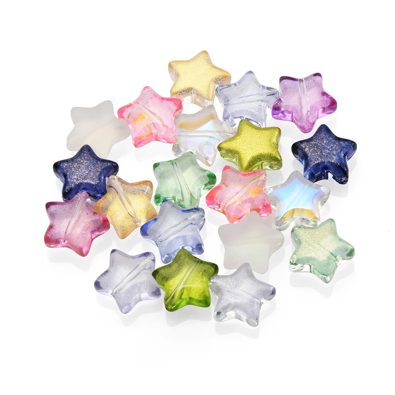 50Pcs 10mm Five-pointed Star Glass Beads Loose Spacer Beads for Jewelry Making DIY Handmade Bracelets Earrings Accessories