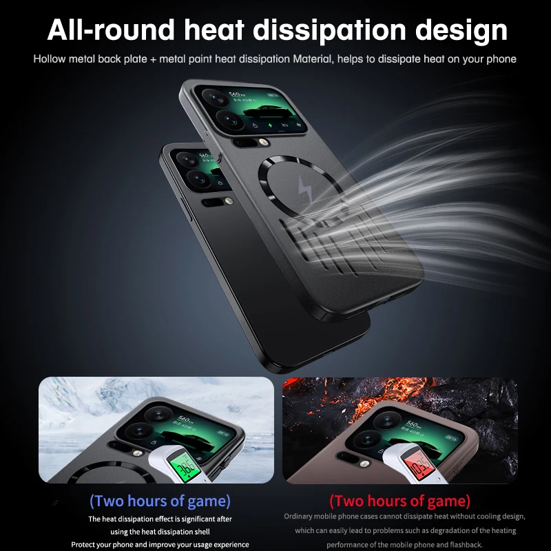 حافظة فاخرة رفيعة لتبديد الحرارة لهاتف Magsafe لهاتف Xiaomi 17 ProMax 15 14 Pro غطاء تبريد مغناطيسي مجوف للشحن اللاسلكي #2