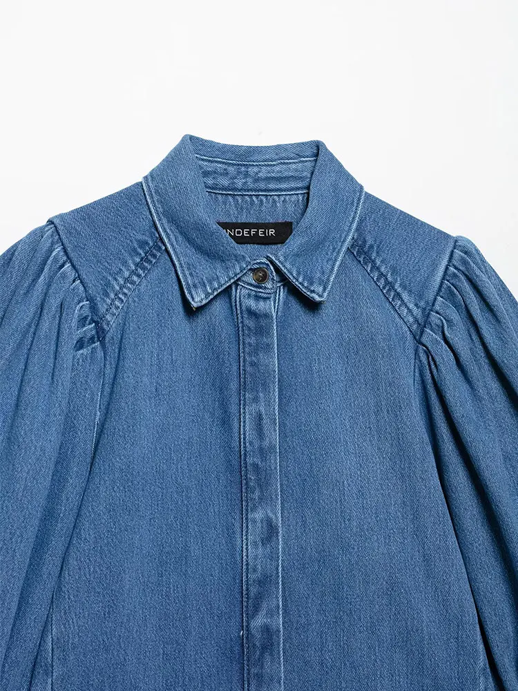 2025 Spring Summer Casual Women's Denim Blouse V-Neck Single Breasted Loose Blouse New Fashion Shirts