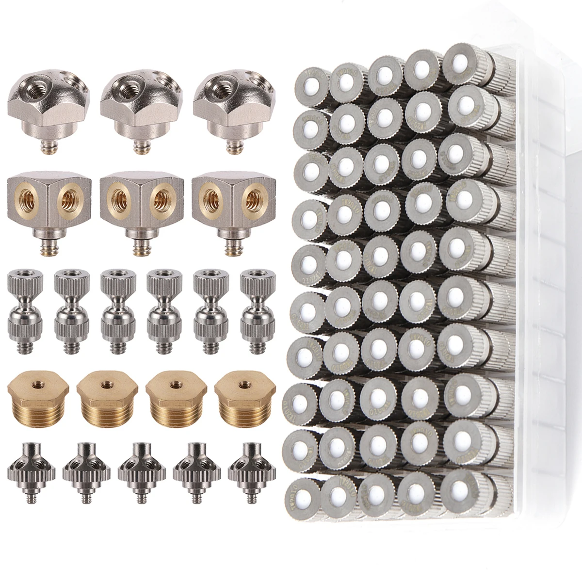 수나사 인터페이스 고압 미스트 깍지, 물방울 김서림 방지 분사기, 오리피스 0.1-0.5mm, 3/16 인치, 5 가지 유형 조인트, 1/10 개