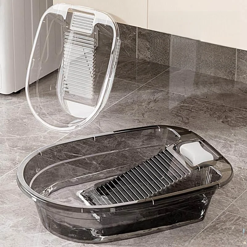 Large Size Thickened Plastic Washing Board Family Use High Transparent Laundry Basin Baby Care Multi-Function Wash Basin