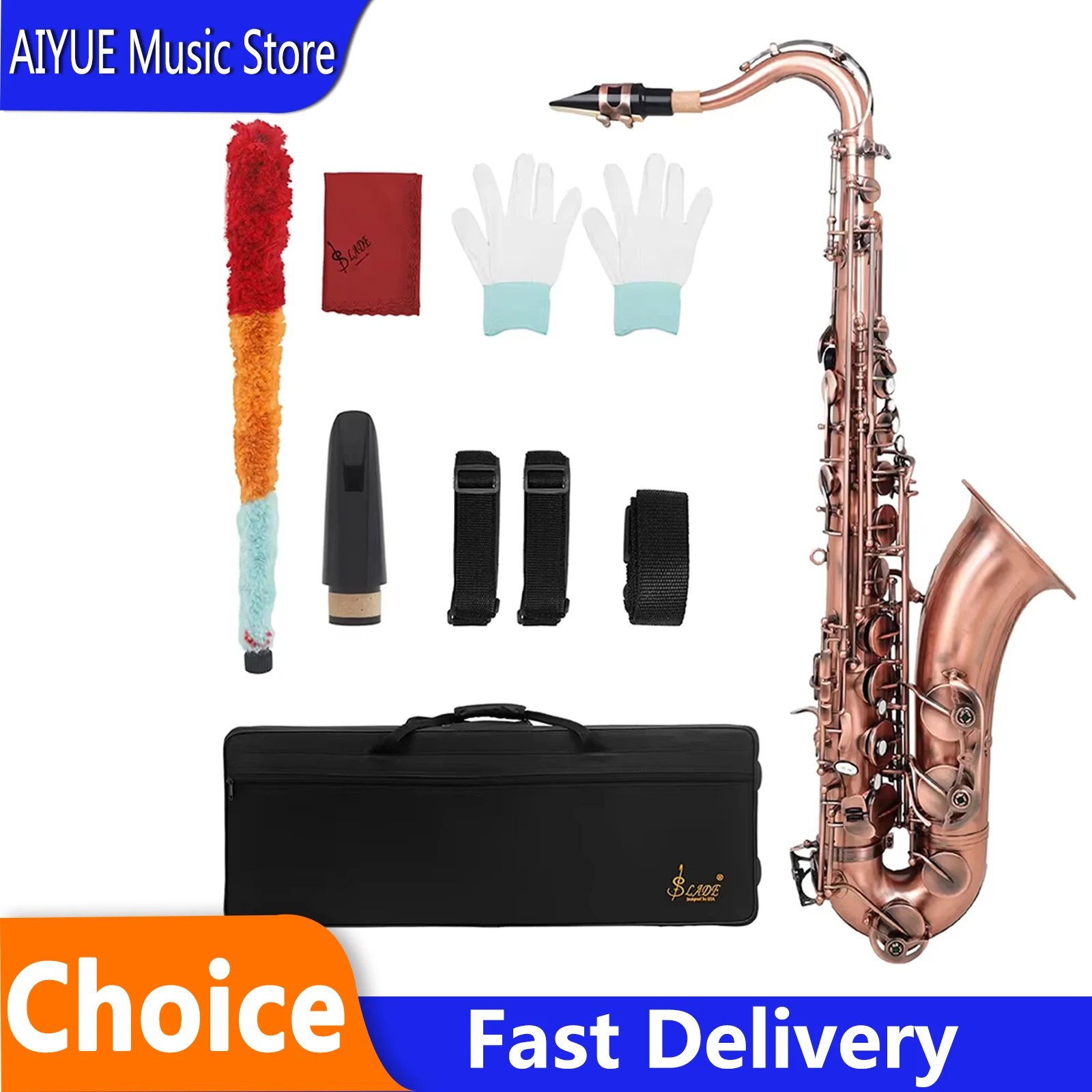 

SLADE Tenor Saxphone Bb Brass Sax High Quality For Beginner/Professional/Performance Woodwind Musical Instrument With Parts