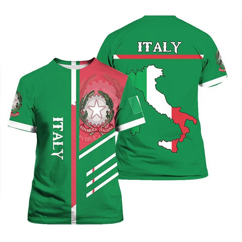 Italy T-Shirts Italian Flag Emblem 3D Print Streetwear Men Women Fashion Oversized Short Sleeve T Shirt Kids Tees Tops Clothing