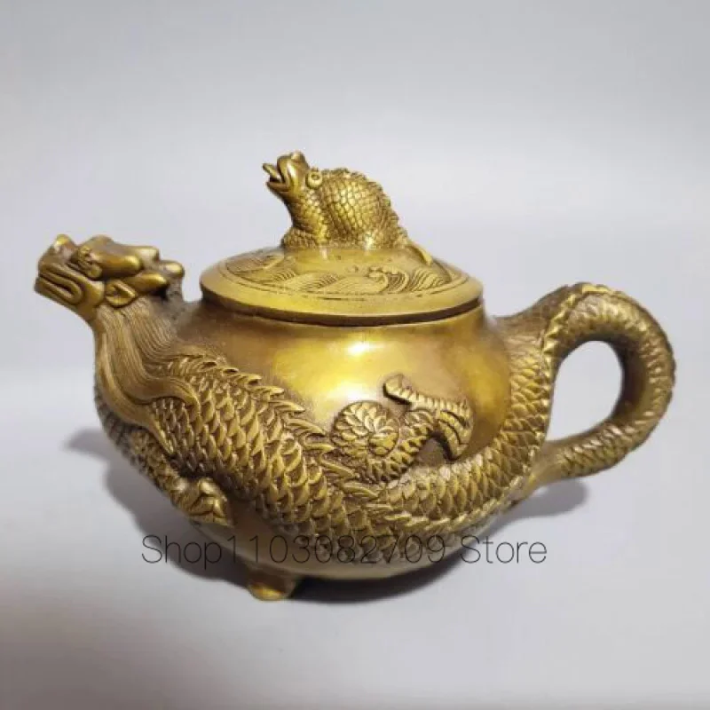 

Antique pure copper dragon body Pixiu three-legged teapot wine pot office crafts