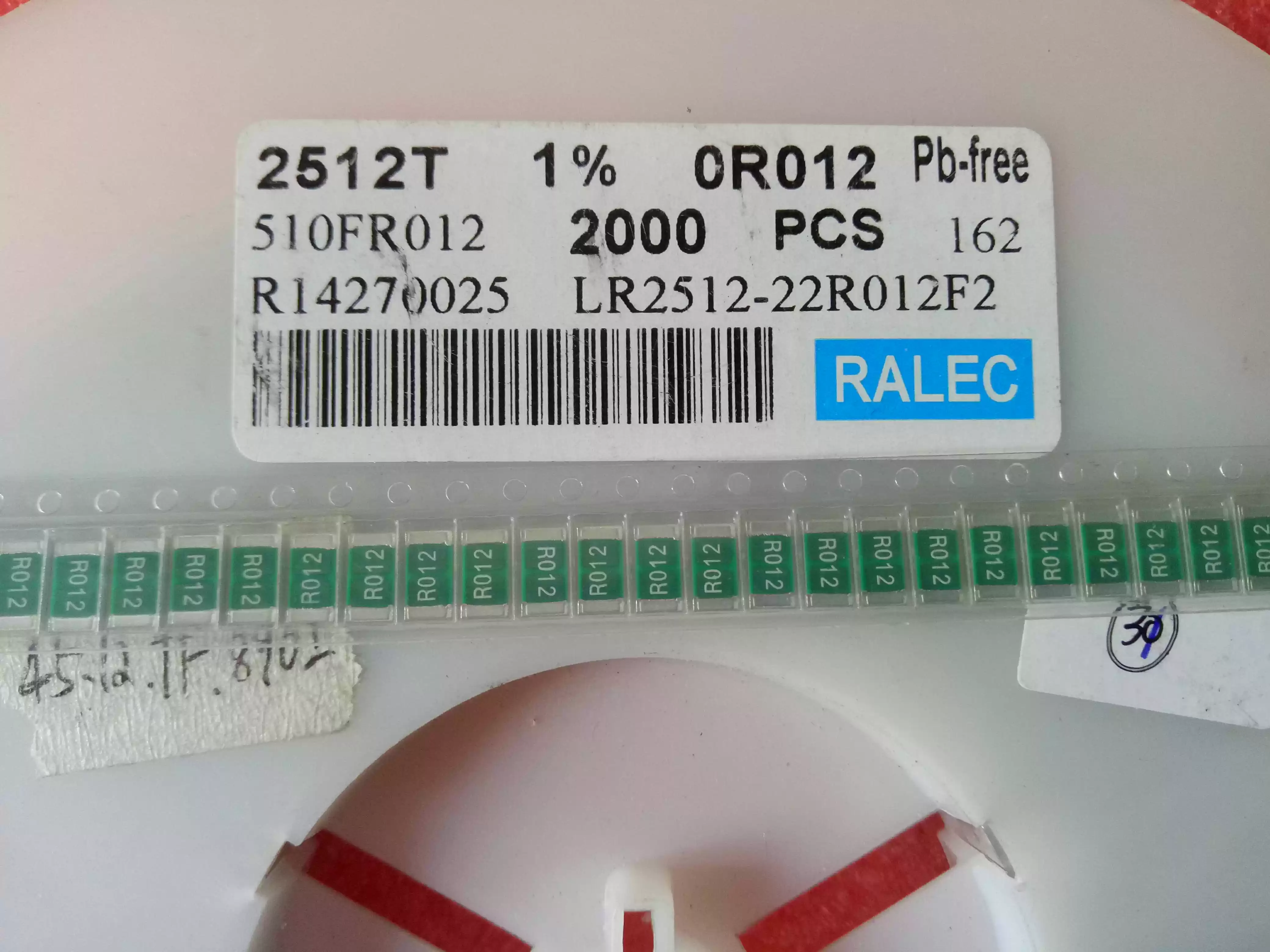 

50pcs/lot Original Surface mount sampling alloy resistor LR2512-22R012F2 RALEC R012 1% 12 milliohms 0.012R