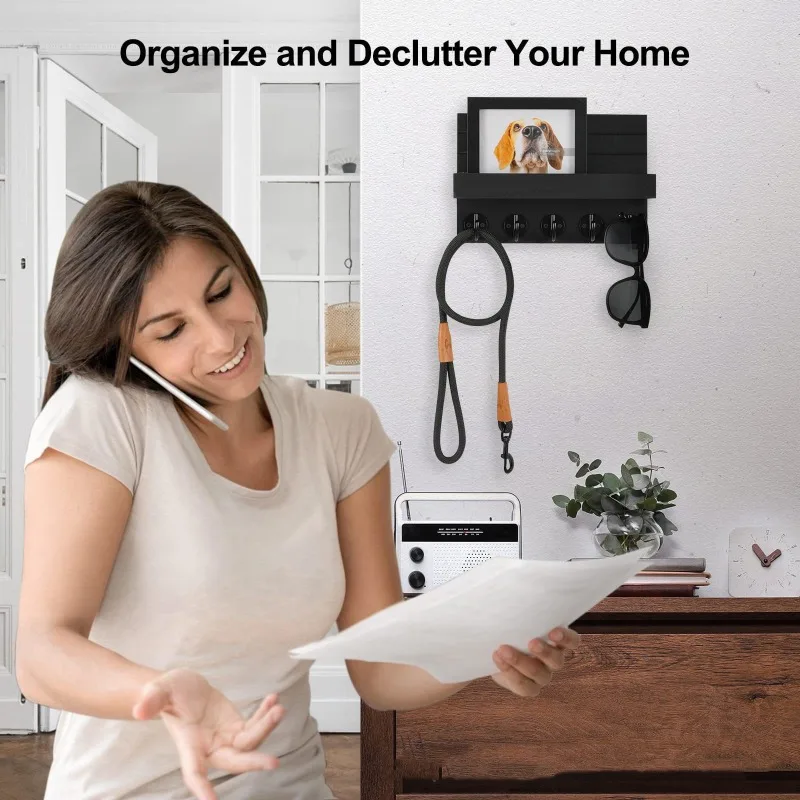 Nordic Style Wooden Entrance Key Holder Wall Mounted Coat Hook Hanger Room Home Decoration