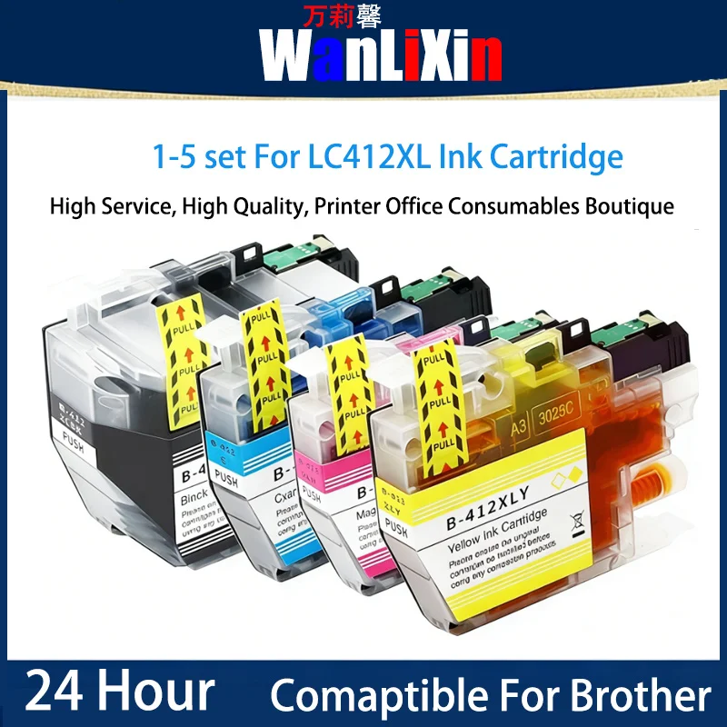 

1/2/3/4/5 SET LC412XL Ink Cartridge Compatible For Brother MFC-J7100CDW J7300CD Printer