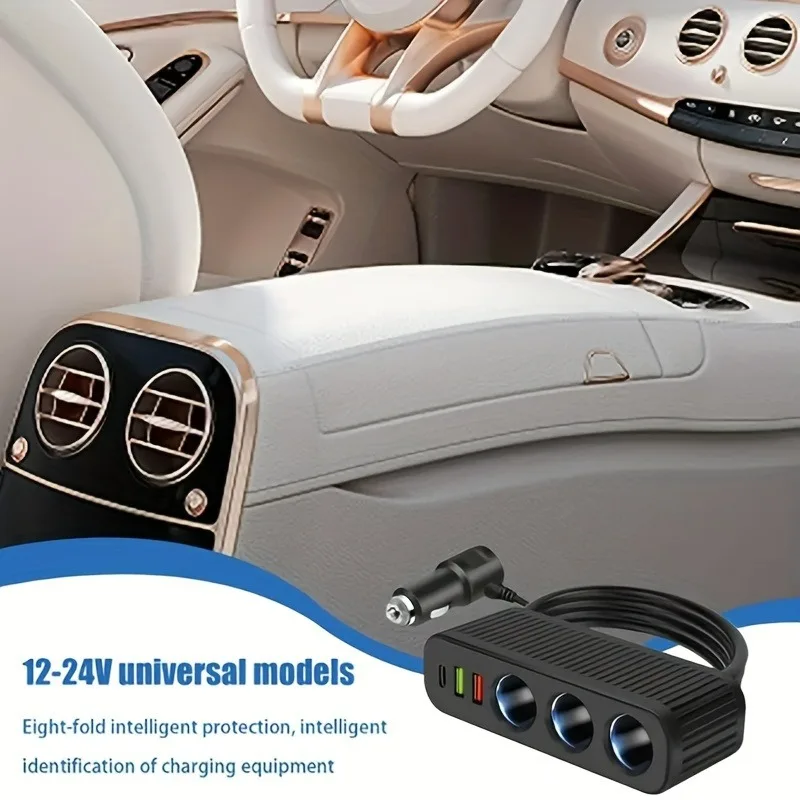 120W Car Cigarette Lighter USB Charger PD Quick Charge Power Adapter One-to-four Multifunctional Socket For Mobile Phone Charger