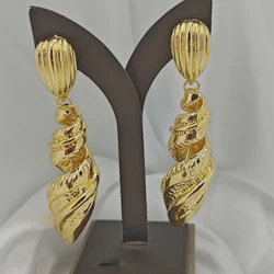 New In Gold Earrings Set For Women Italy 24K Gold Plated Unique Design Luxury Earrings Accessories 2024 Summer Fashion Trends