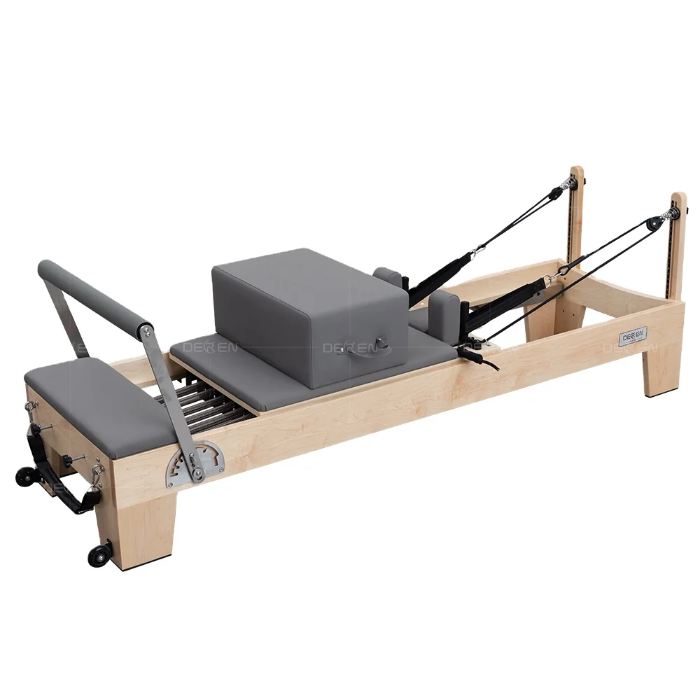 

Premium Luxury Adjustable Quality Maple Wood Pilates Reformer Portable Fitness Core Body Shaping Bed for Home Gym Studio