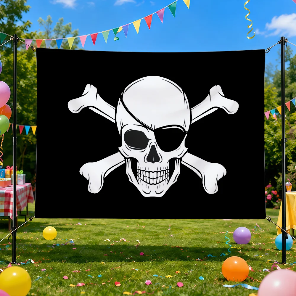 Abstract Skull Crossbones Pirate Flag Flag Decorative Home Yard & Garden Decor Banner - Indoor Outdoor Wall Hanging Flag