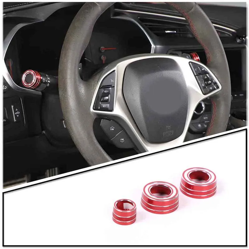 Instrument Adjust Knob Cover Trim Turn Signal Lever Cover Decorative Interior Car Accessory For Chevrolet Corvette C7 2014-2019