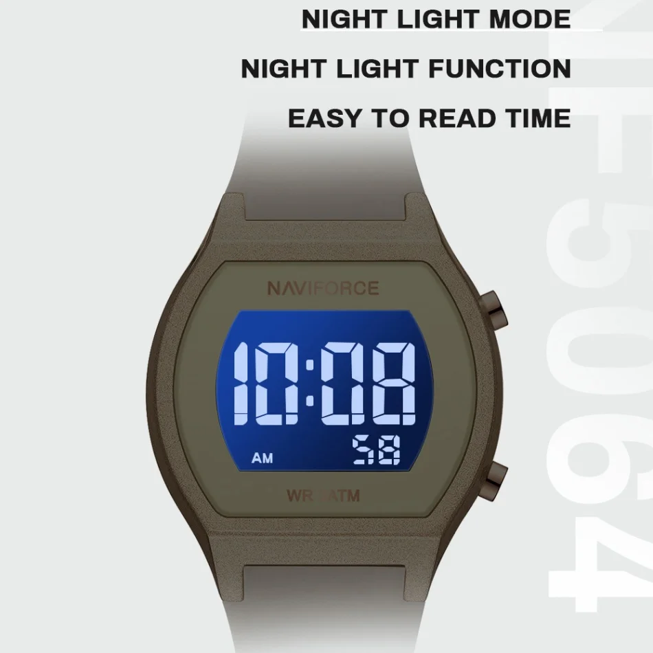 

NAVIFORCE женские роскошные наручные часы с силиконовым ремешком, световой световой дисплей, женские часы, водонепроницаемые цифровые часы 3ATM, подарки