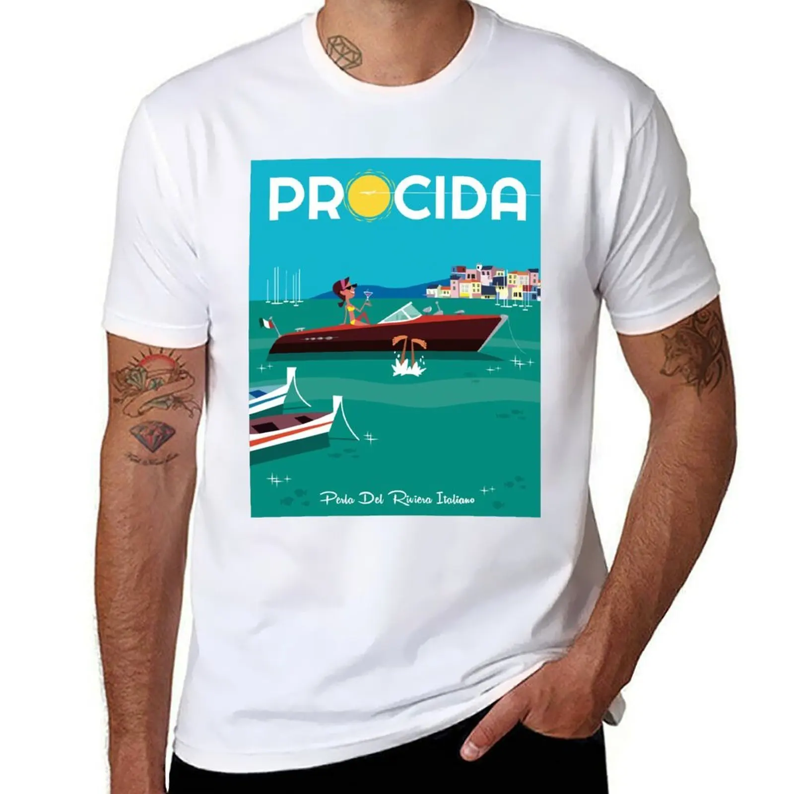 

Procida Retro travel poster T-Shirt t shirt for man g man t shirts for men T-Shirt