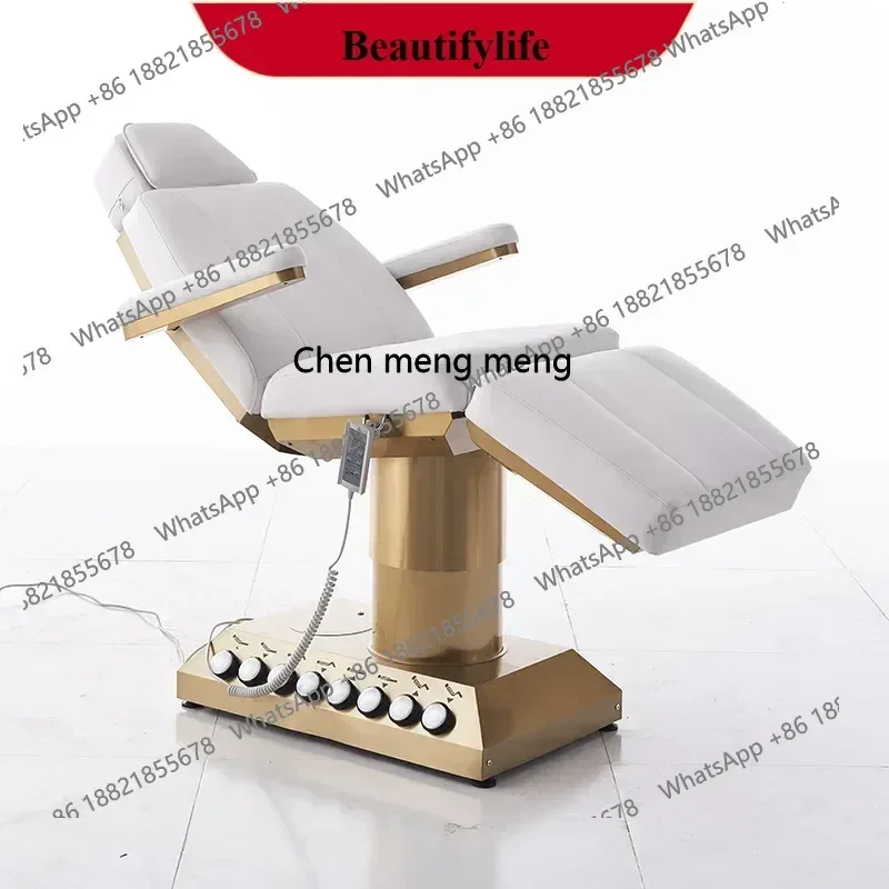 X Golden stainless steel electric beauty bed, special facial bed for foreign beauty salons