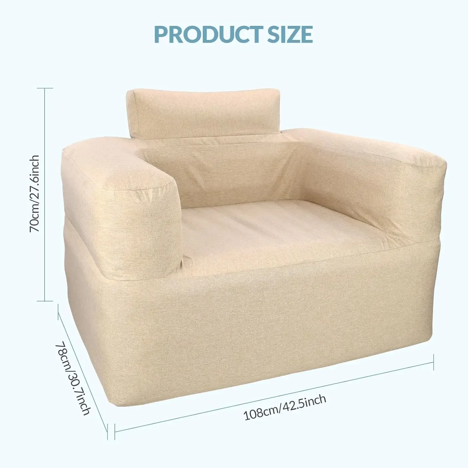 Auto Inflatable Sofa, Single Blow up Couch Lounger with Built-in Air Pump Rechargeable, Air Sofa for