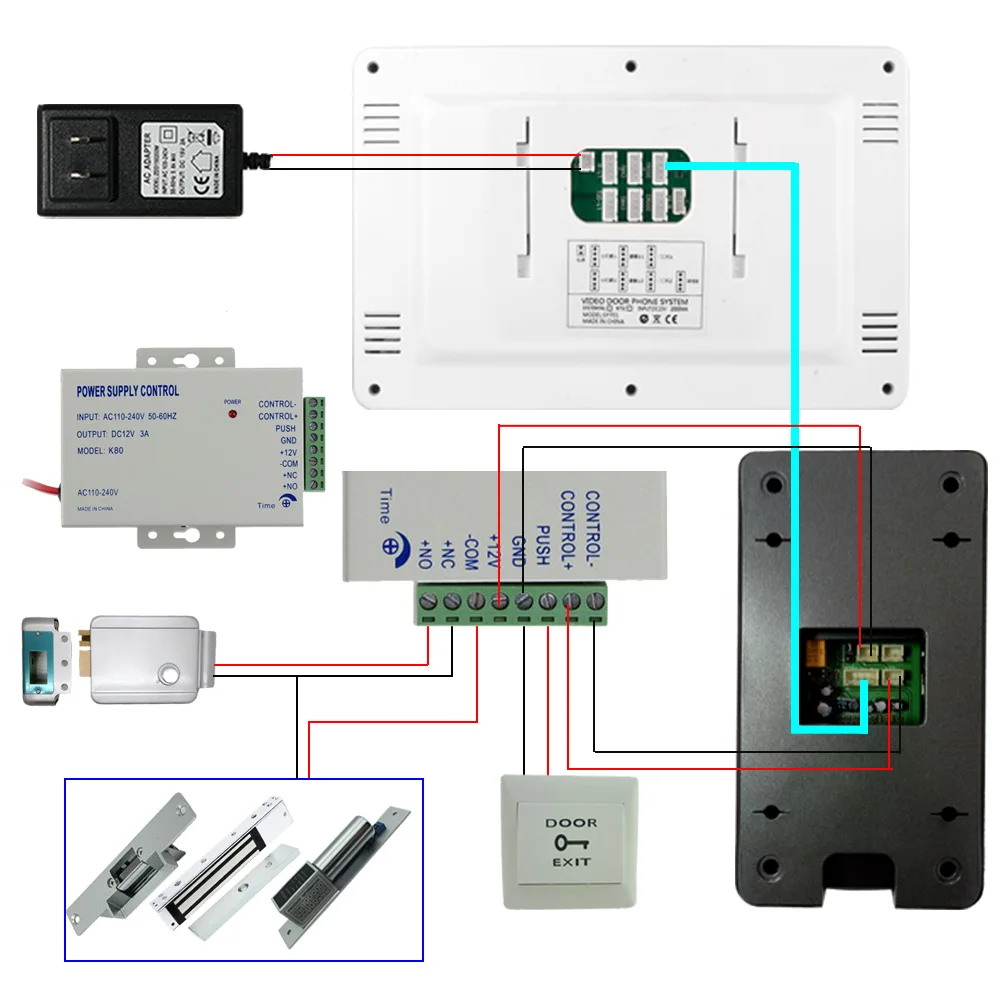 Sistema de intercomunicación con timbre para teléfono y puerta con tarjeta RIFD Wifi con cable de 7 pulgadas, Kit de desbloqueo de controles de aplicación móvil