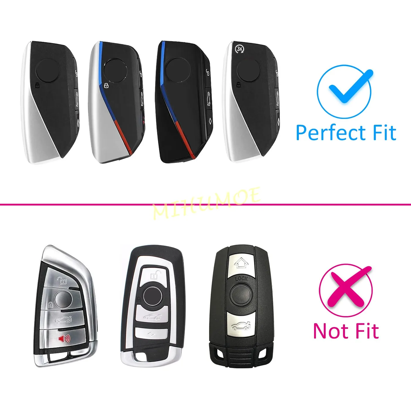 Metal Leather Car Remote Key Fob Case Cover Shell For 2023-2025 BMW 520i 530i 550e G60 iX1 U11 X1 X2 X5 X6 X7 i7 XM Accessories