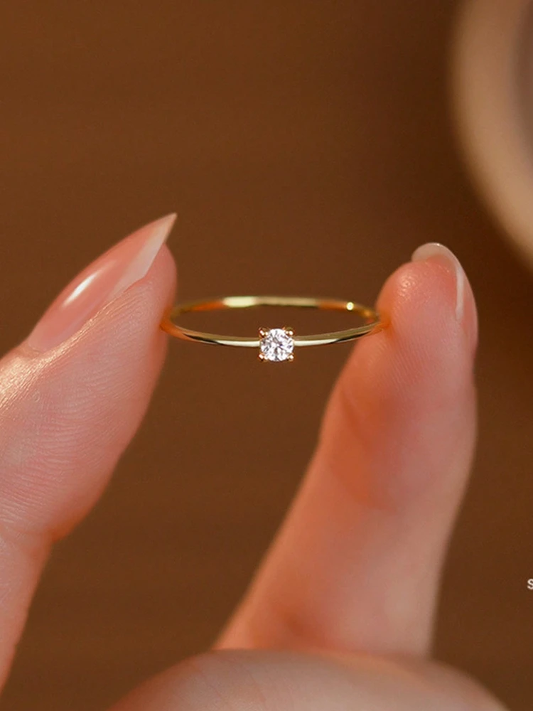 Schlichter, personalisierter runder Ring aus 925er-Sterlingsilber für Damen, Verlobung, Hochzeit, luxuriöser, hochwertiger edler Schmuck ﻿ – Detail 1