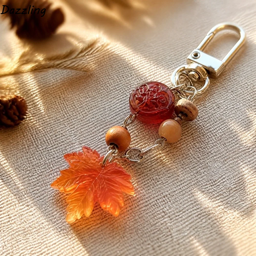 Autumn Maple Leaf Maple Leaf Keychain Simple Resin Mobile Pendant Versatile Personalized Maple Leaf Pendant For Friends