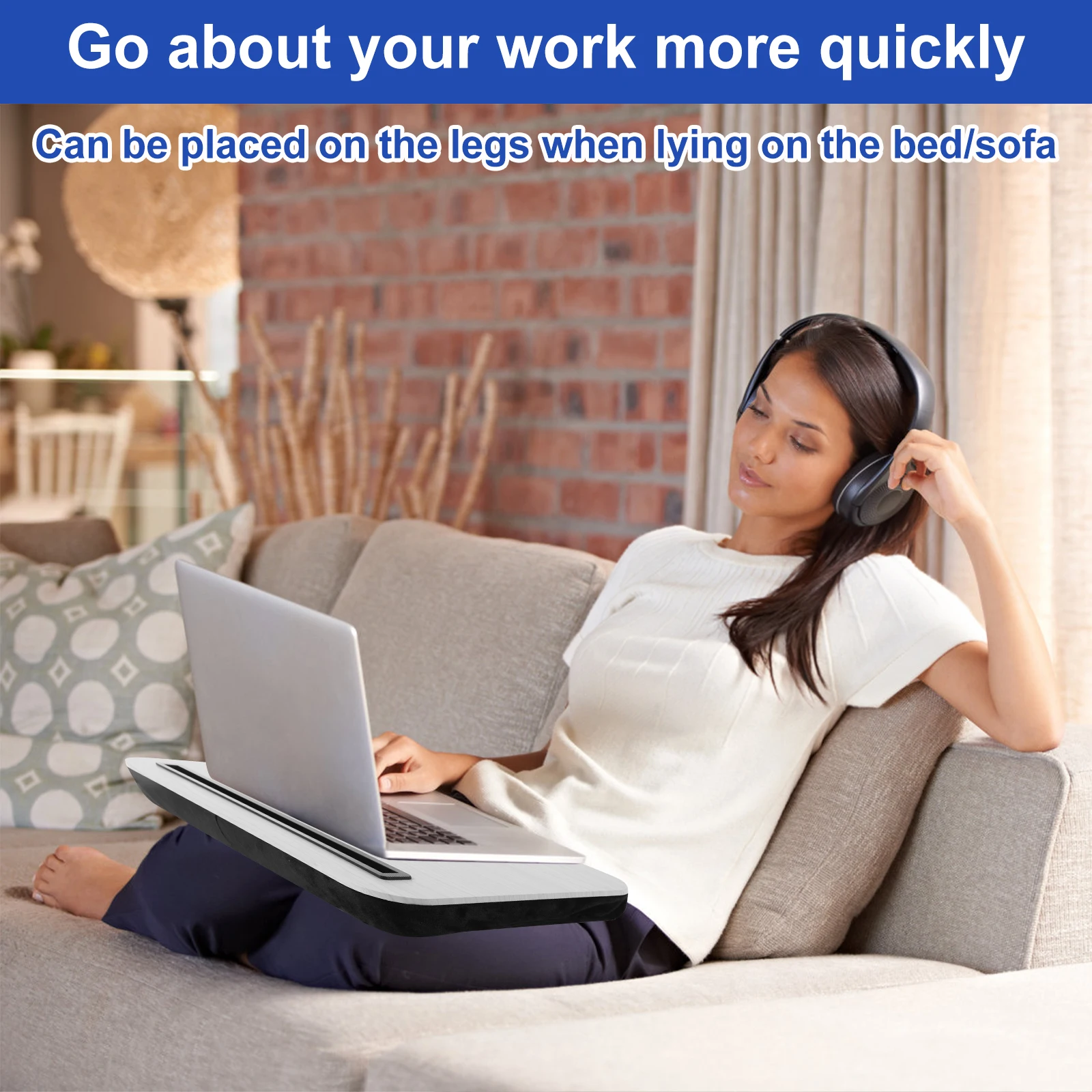 مكتب لاب مع فتحة للكمبيوتر اللوحي، مكتب كمبيوتر محمول محمول، خفيف الوزن ومستقر، صينية كمبيوتر محمول للعمل في السرير #5