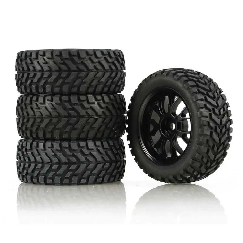 4Pcs 75mm Rubber Rally Climbing Car Off-road Wheel Rim and Tires Hex For MN99S HSP HPI Wltoys 144001 RC Car