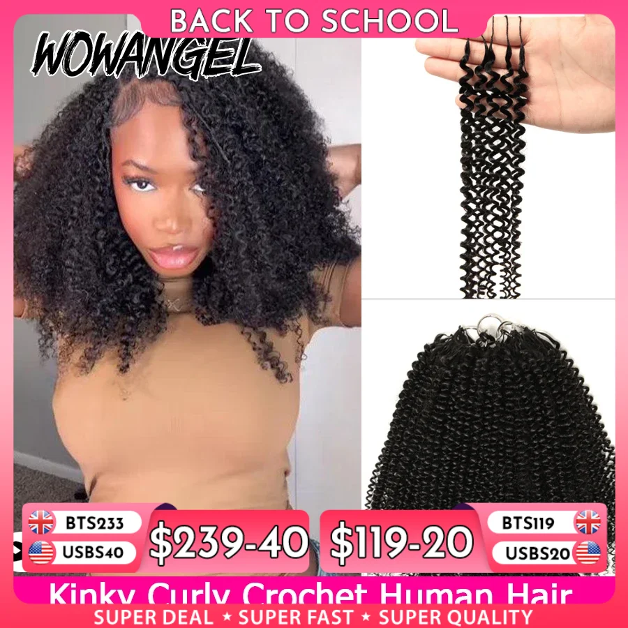Afro Kinky Curly Feather Crochet Echthaarverlängerungen Knotenlose, vorgedeigte Crochet Boho Braids mit unsichtbaren Knoten für Frauen