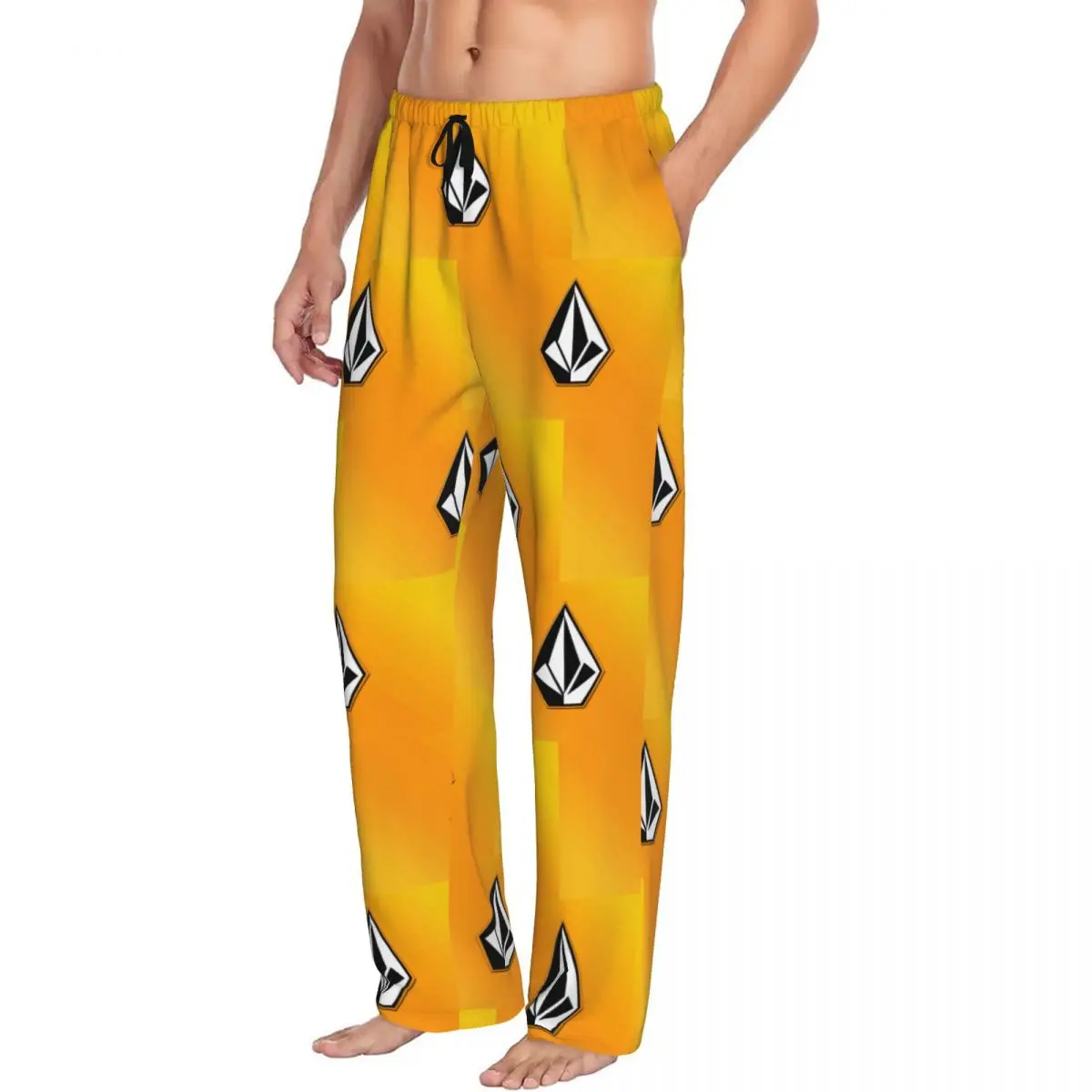 Custom Volcoms Skate Diamond Stone Pattern Pajama Pants Sleepwear Men's Elastic Waistband Sleep Lounge Bottoms with Pockets