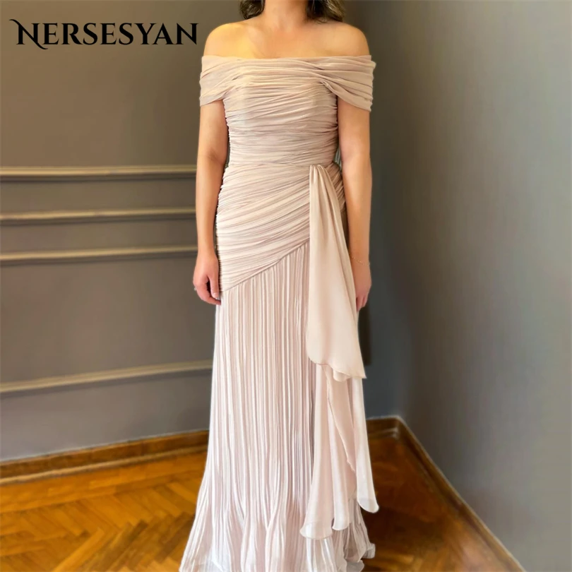 

Nersesyan Sexy Chiffon Formal Evening Dresses Ruffled Pleats Off Shoulder Party Gowns Homecoming A Line Draped 2023 Prom Dress