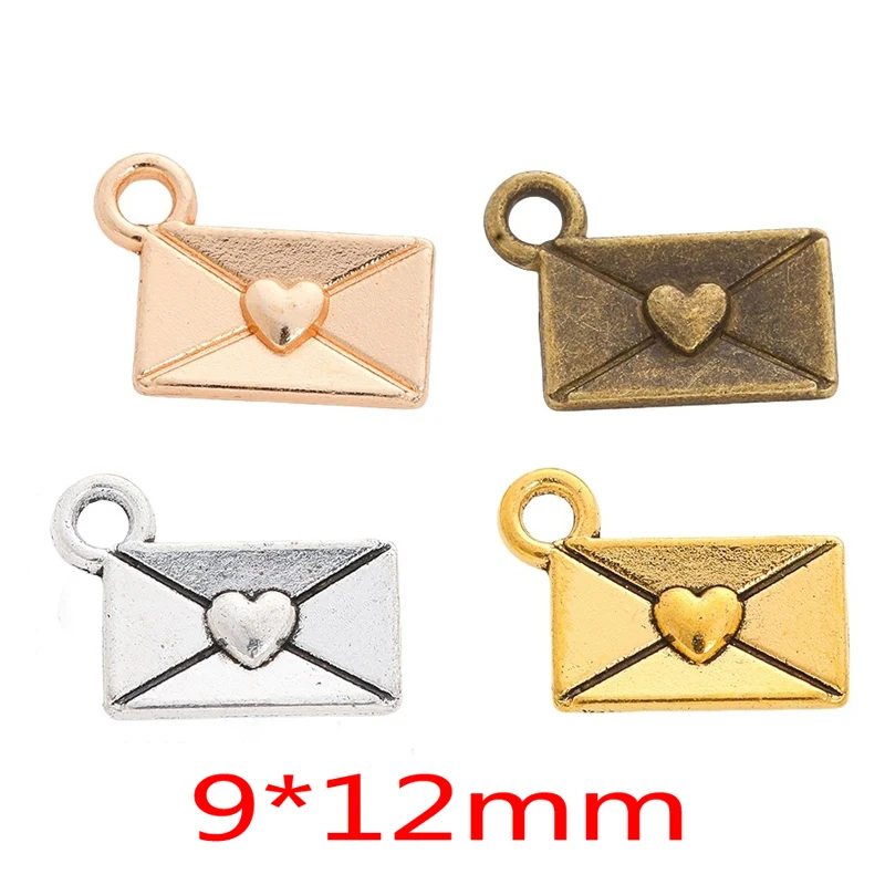 200pcs 9*12MM Zakka Style Wedding Creative Gift Alloy Love Letter Small Envelope Jewelry, Vintage Classic Handmade Diy Sweater N