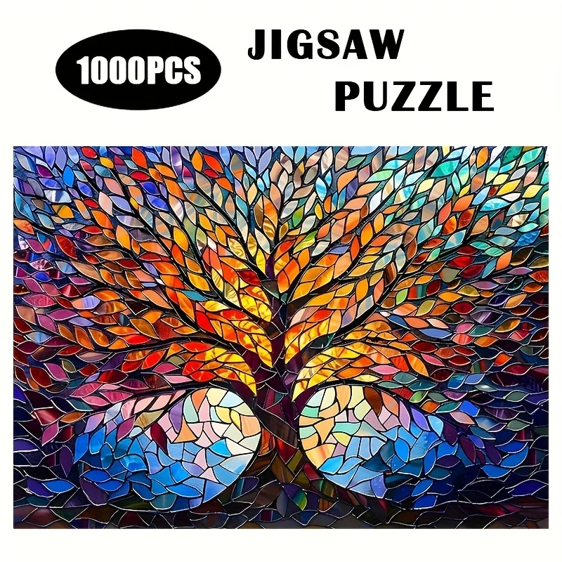 

1000 шт. головоломка «Древо жизни» — яркая витражная мозаика, портативная и простая в освоении, идеально подходит для семейных развлечений, рождения