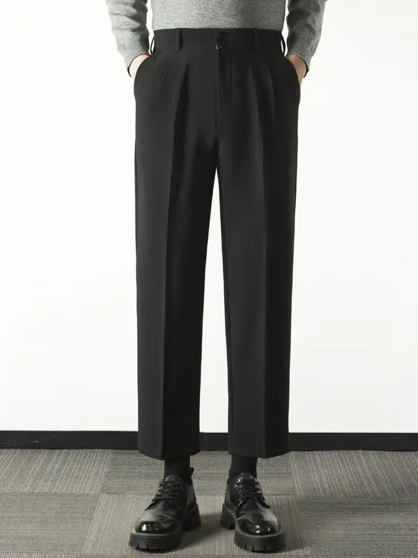 

Мужские повседневные брюки Bla в корейском стиле, прямые, зауженные, осенне-весенние, укороченные, молодежные, для бизнеса и повседневной носки