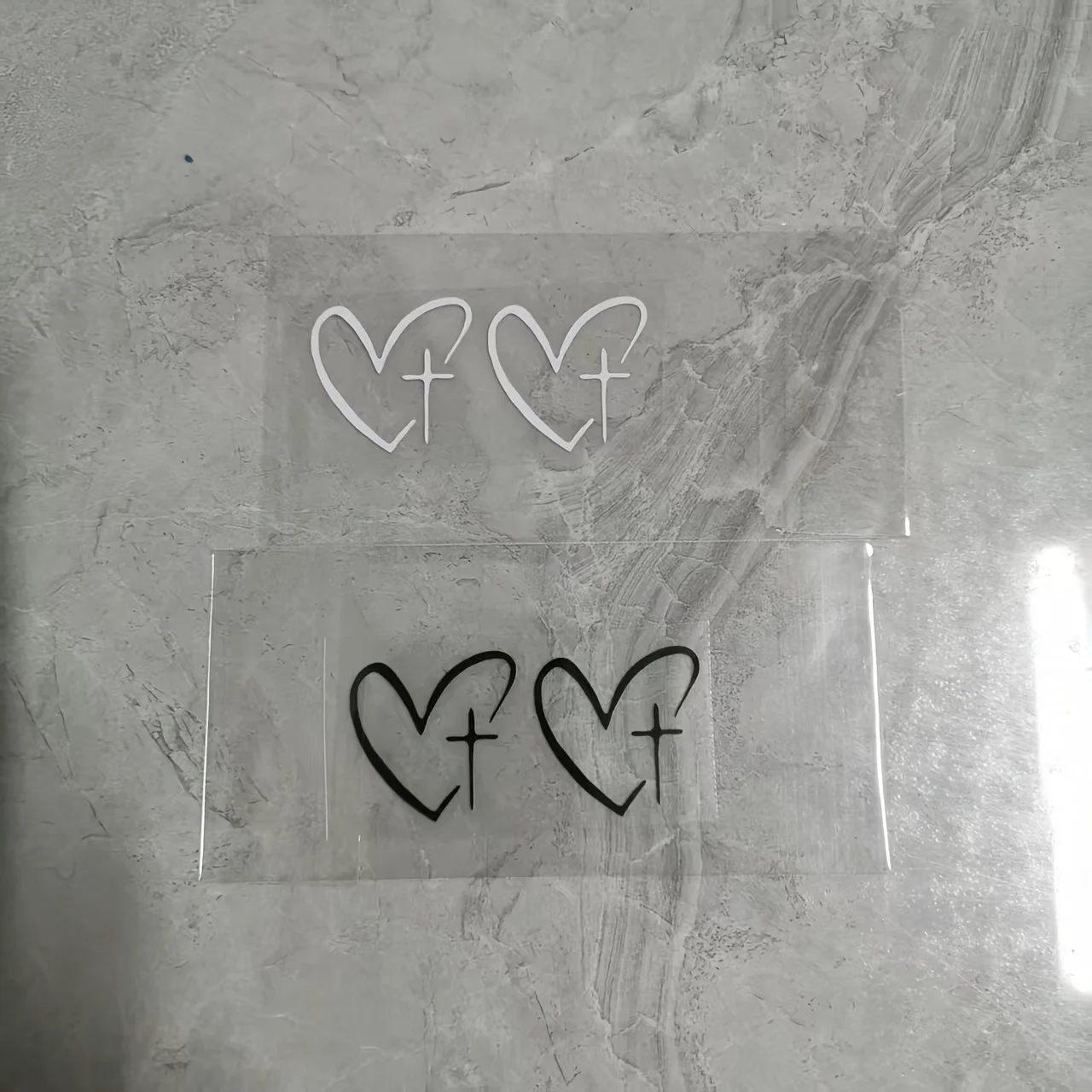 1 Pair of Heart Cross Stitch Vinyl Car Stickers