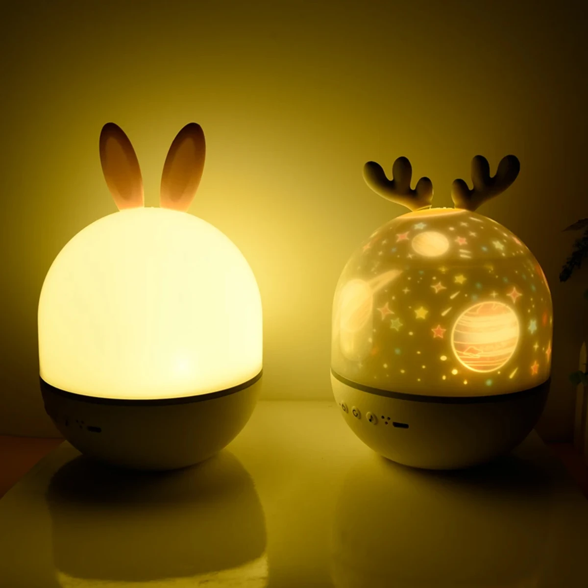 

Deer Music Projector Lamp Night Light With BT Speaker Starry Sky Star Rotate Bedroom Bedside Lamp Decor Christmas Baby Gift