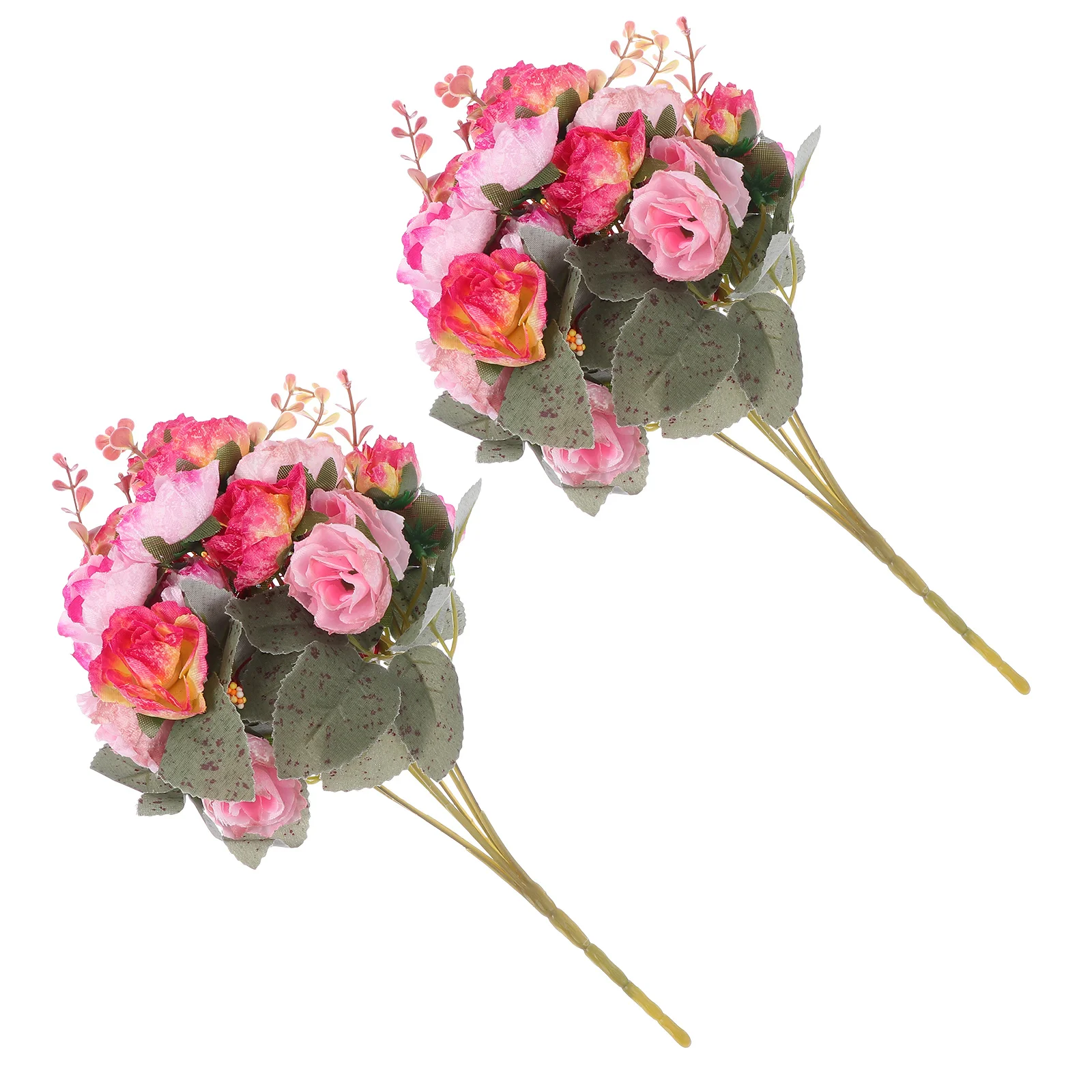 

2Pcs Simulated Rose Bouquet Artificial Silk Cloth Flowers Wedding Home DIY Fake Rose Decor Romantic Flower Prop