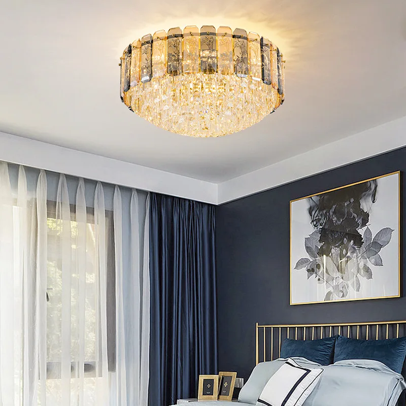 

Nordic Classic Ceiling Chandelier Gold Crystal Ceiling Light Luxury Lampara 2024 Lustre Luces for Living Room Bedroom