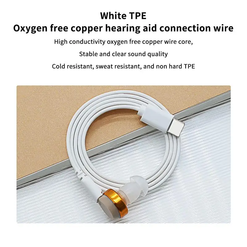TPE Oxygen-Free Copper Hearing Aid Earphone Cable 2 Pin Single/Dual Head Hearing Aid Connection Cable Hearing Aid Accessories+~