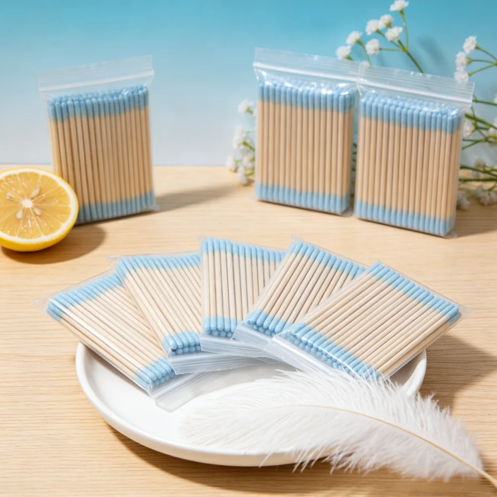 

7cm blue Precision Mini Pointed Tips Clean Up Tool-Double Tip Microblading Cotton Swabs for Nails,Tattoo,Makeup Beauty,cleaning