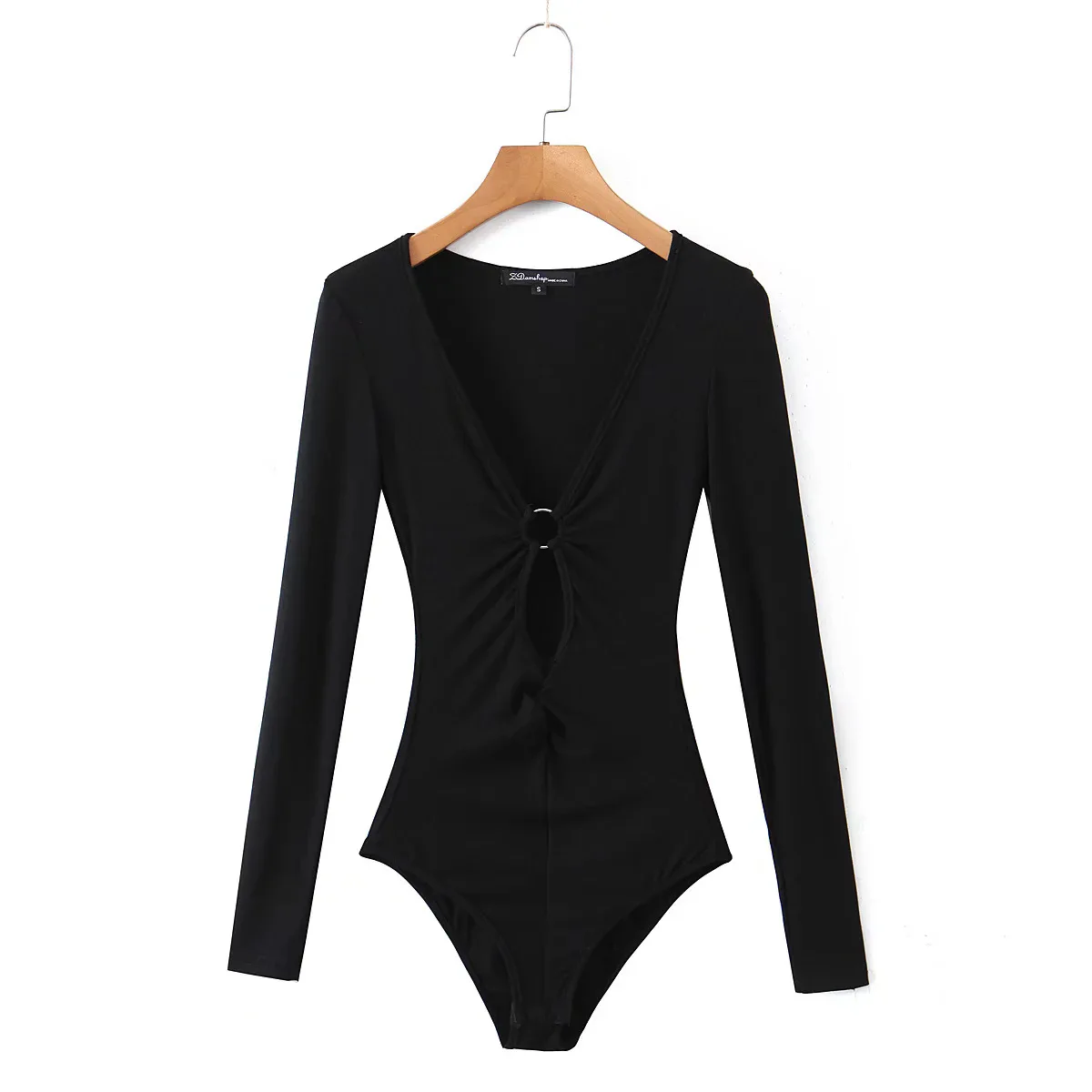 

Spring and Autumn Personality Hollow Sexy Spice Girls Versatile Knitted Jumpsuit Slim T-Shirt Jumpsuit Europe and America