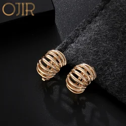 Trend Gold Color Silver Color Clip Earrings Vintage Jewelry for Women Hollow Geometric Gothic Pendientes Aesthetic Accessories