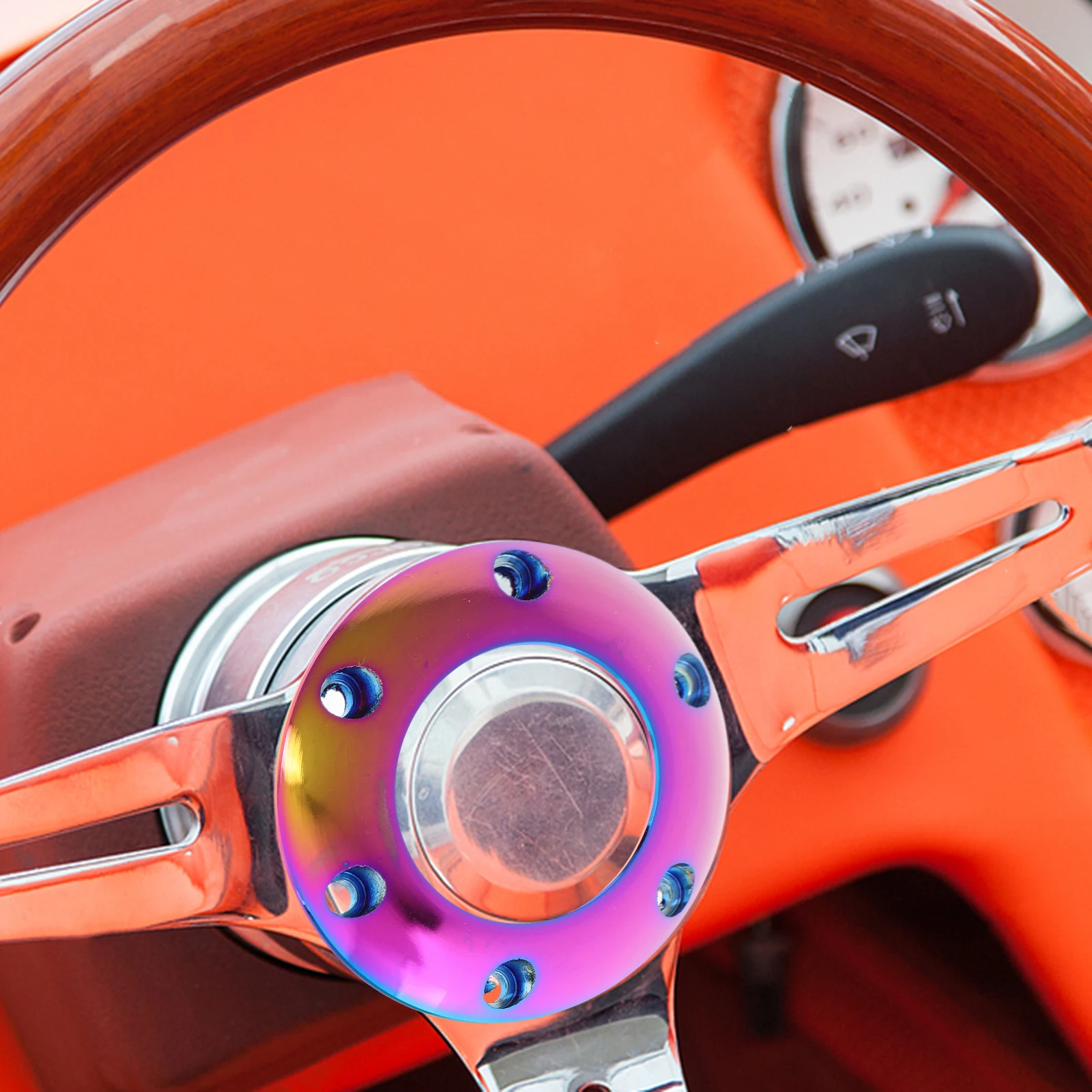 

Steering Wheel Horn Cover Colorful Racing Center Ring Adapter Spacer Car Stylish Durable Easy Installation Compatibility