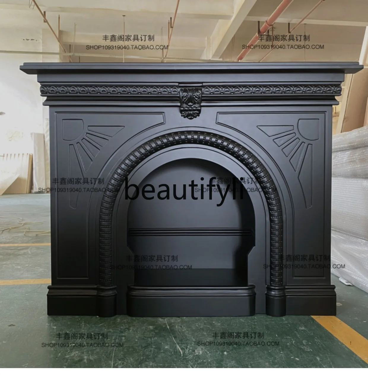 

American Style Solid Wood Arched Fireplace Decorative Cabinet Carved Entryway Display Cabinet Light Luxury Homestay Storage Rack