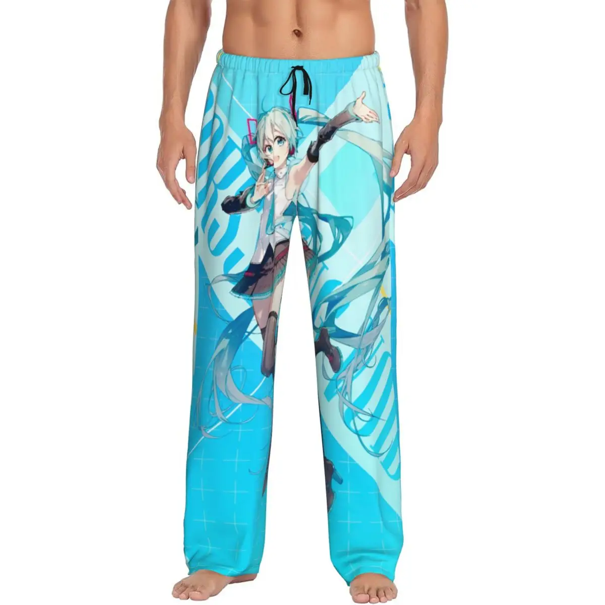 カスタム-h-hatsunes-パジャマパンツ-メンズ-ミュージックガール-ボーカロイド-ヴィンテージプリント-寝間着-ラウンジスリープボトムス-ストレッチ-ポケット付き