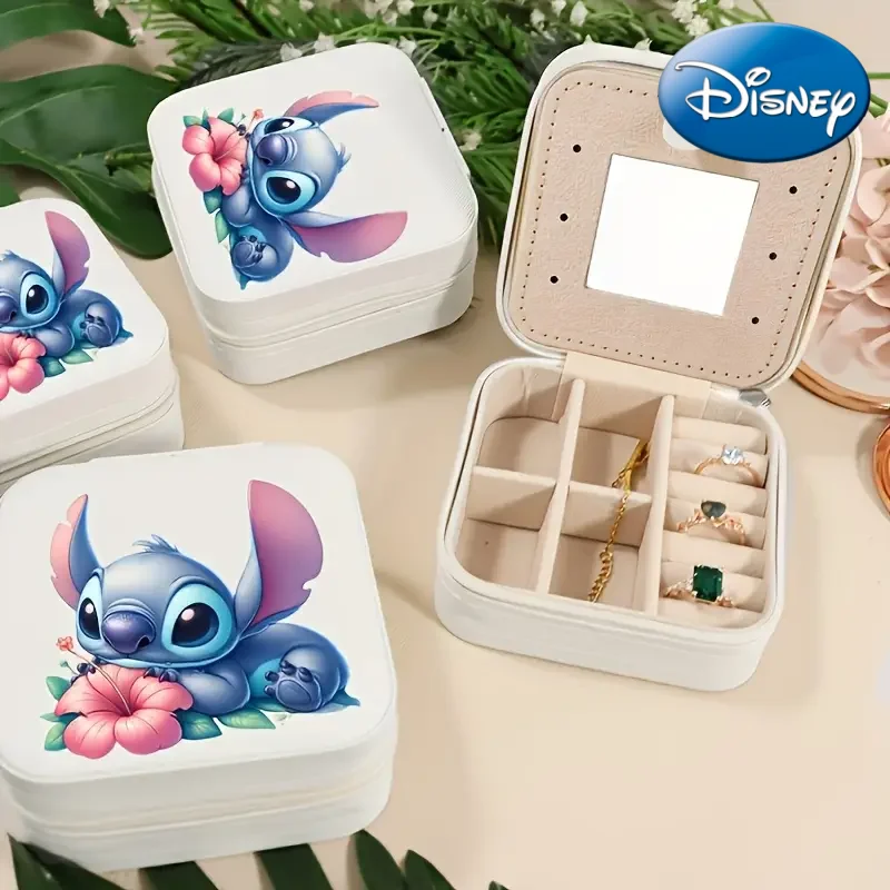 New Kawaii Disney Stitch Anime Dolls Jewelry Box Ring Earrings Necklace Storage Box Girls Cartoon Stith KidsToys Birthday Gifts